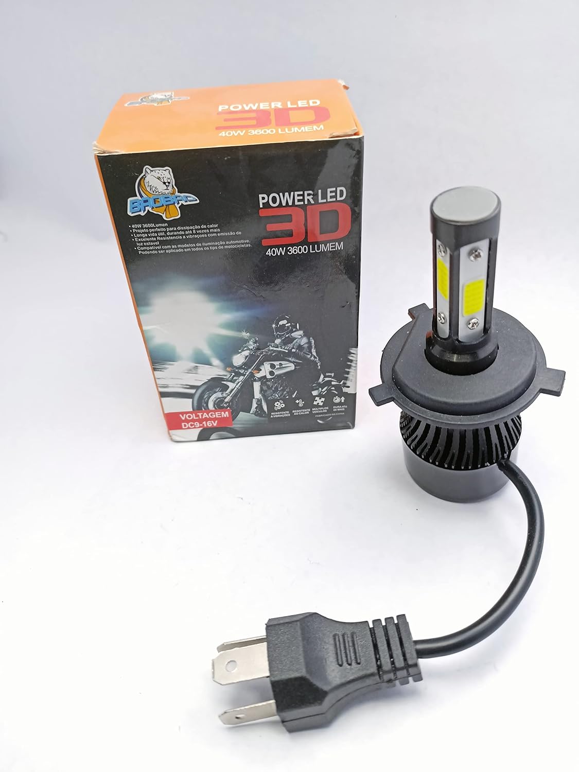 BAOBAO 40W DC Power 3D Headlight Bulb Universal for all Bikes, Motorcycle, Scooty H4 White LED Headlight