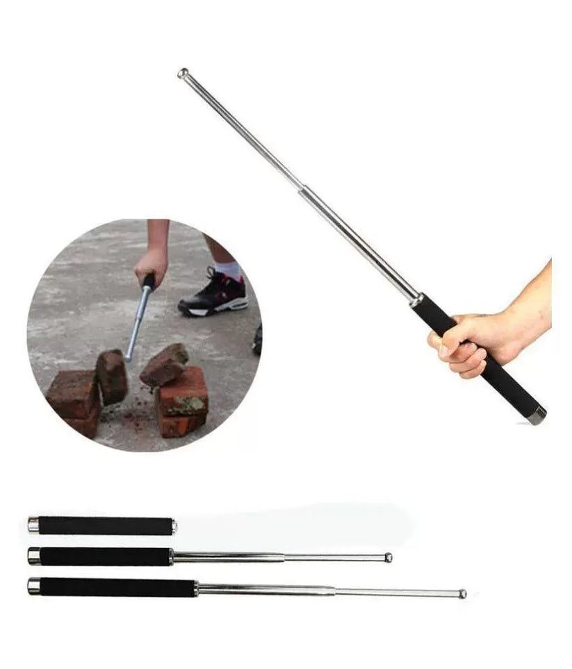 Stainless Steel Heavy Black Safety Stick for Men and Women with Bag