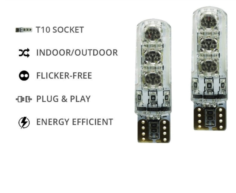 T10 Multicolor LED Parking Bulb with IR Remote Set of 2