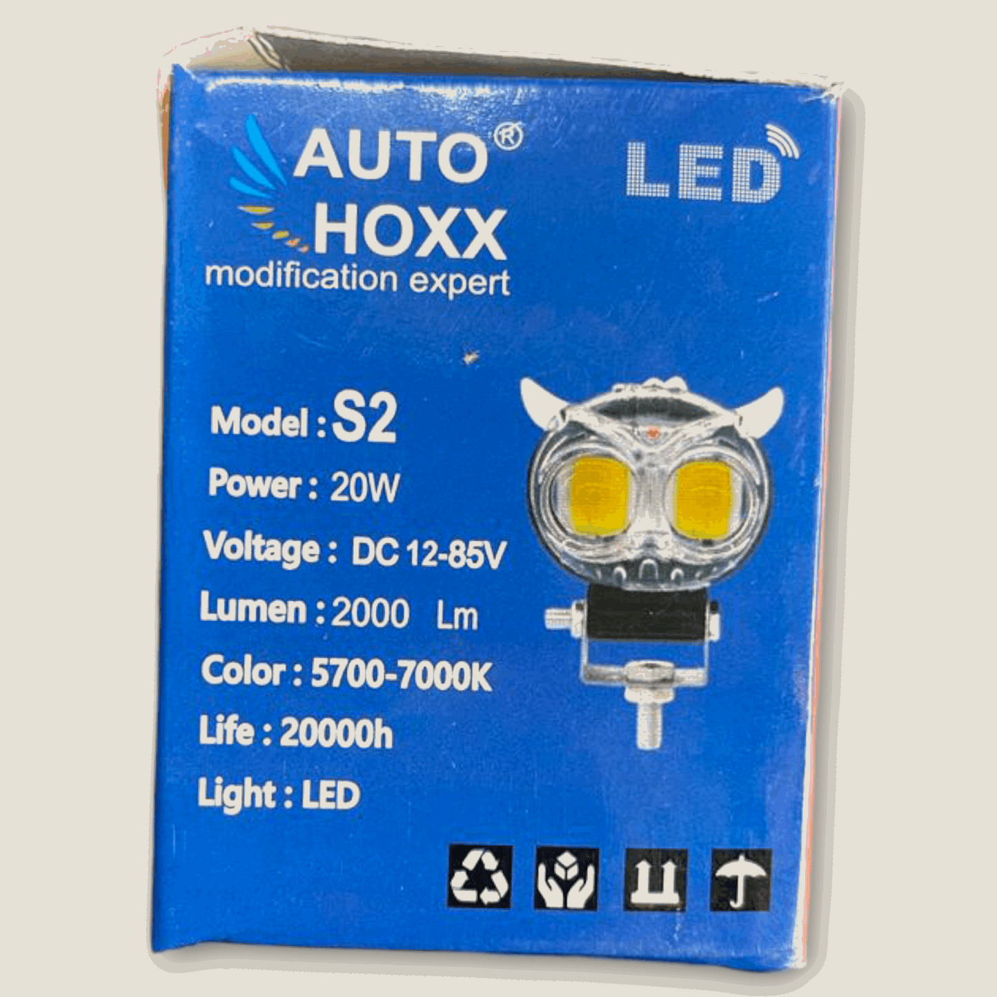 Autohoxx Universal Transparent Owl Shaped LED Fog Light with Multicolor 5 in 1 Flashing Mode Light (Pack of 1)