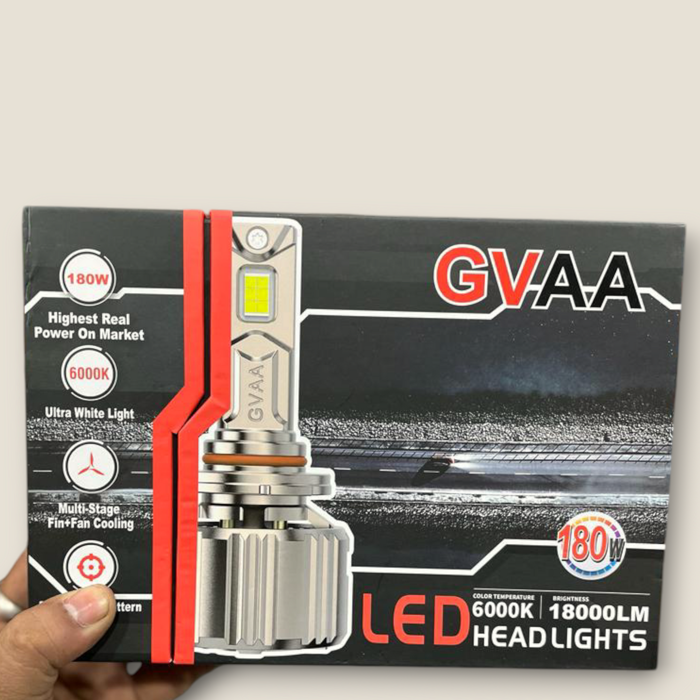 GVAA 180W LED Universal Headlight for car (pack of 2) 1 Year Guarantee