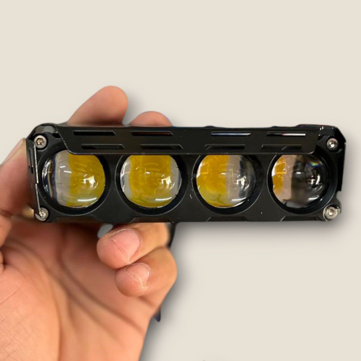 LIUHJG 4 LED Original AUX Fog Lights for Car and Bike with Yellow, White, and Red Devil Eye, 40W 80V
