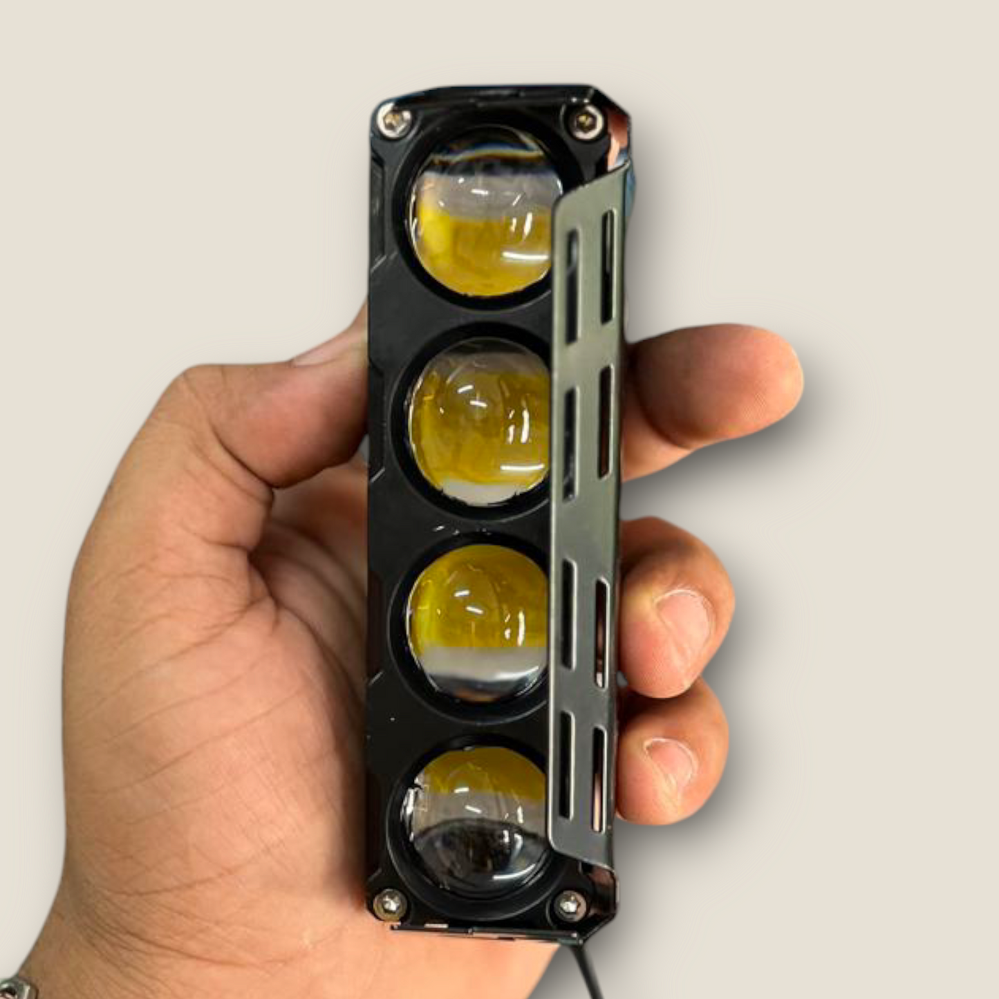 LIUHJG 4 LED Original AUX Fog Lights for Car and Bike with Yellow, White, and Red Devil Eye, 40W 80V