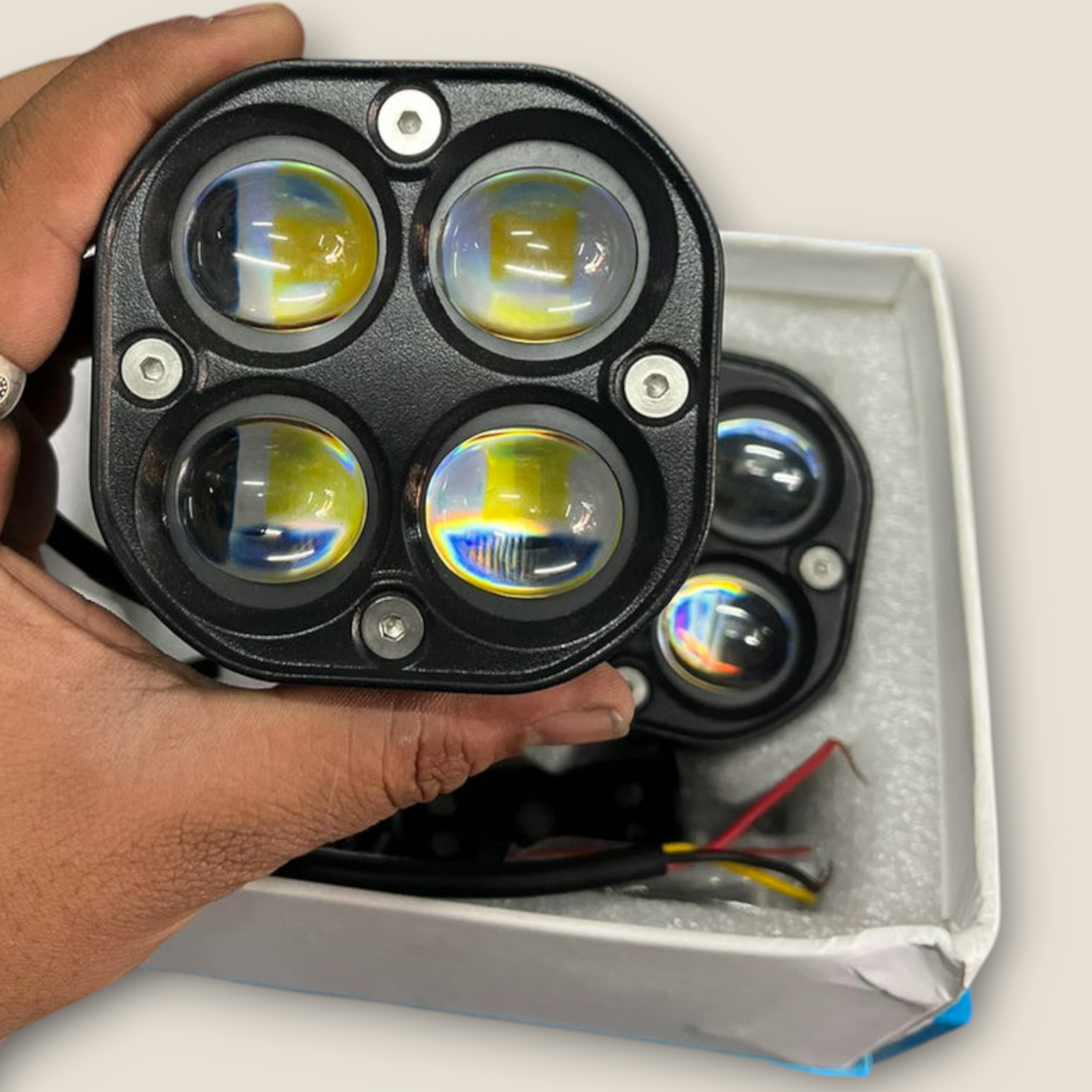 LIU HJG 4×4 Lens 60W Dual-Color Fog Light – Superior White & Yellow Beam for All Vehicles (pack of 2)
