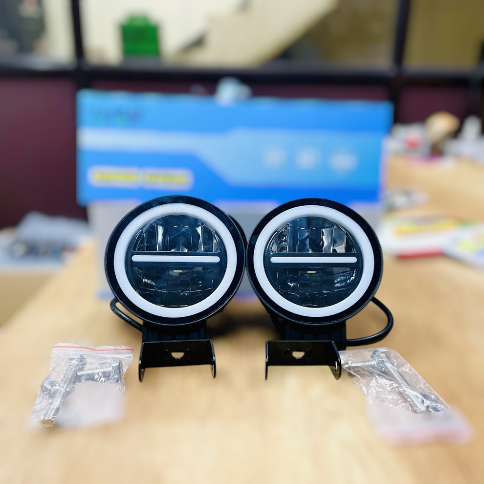 NEW HJG Original 70W MINUS LIGHT White LED Fog Lights with Red DRL color for Bikes, Cars, Jeeps ( Pack of 2)