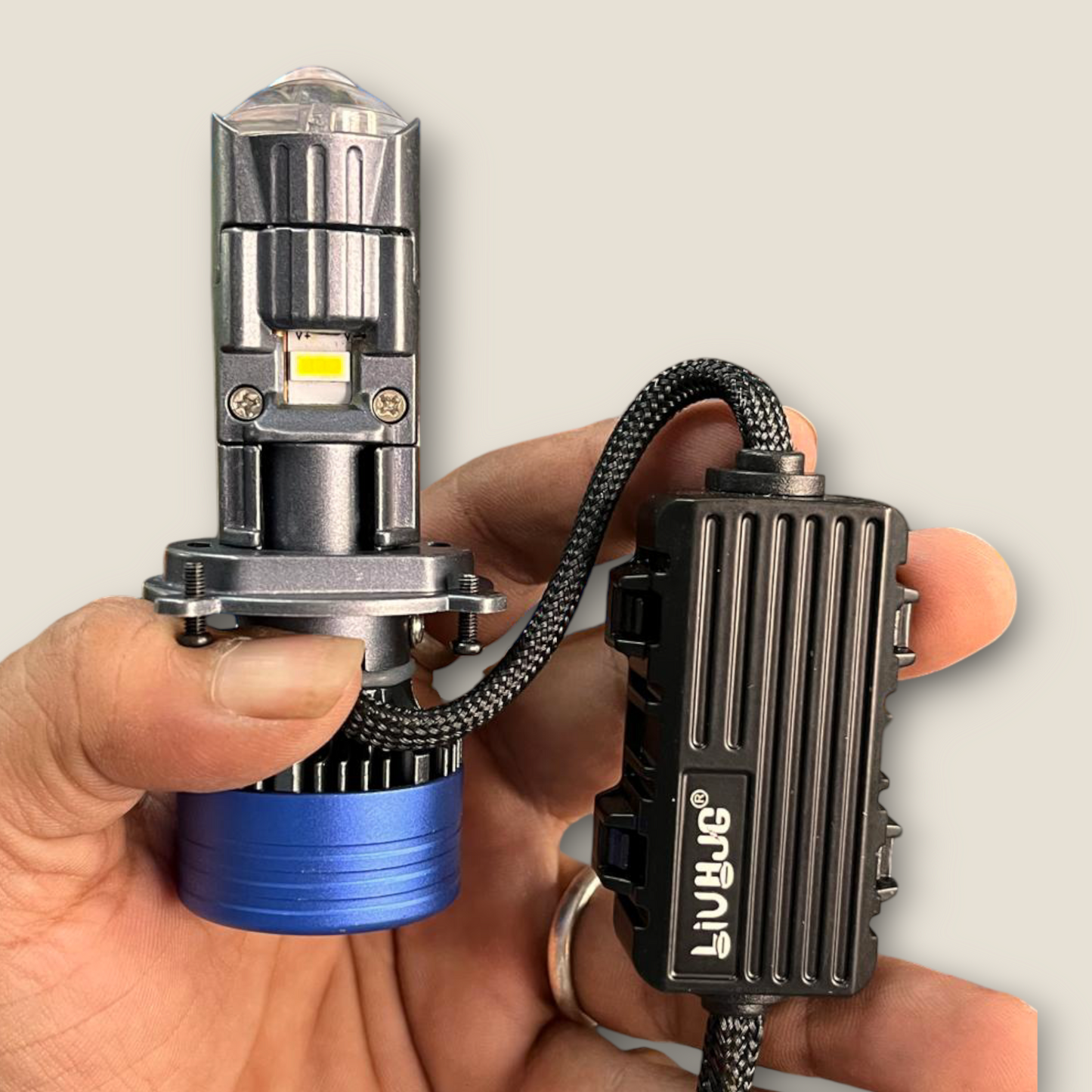 Original HJG 90W Projector Lens Headlight H4 with Fan Hi/Lo Beam Headlight (Pack of 2)