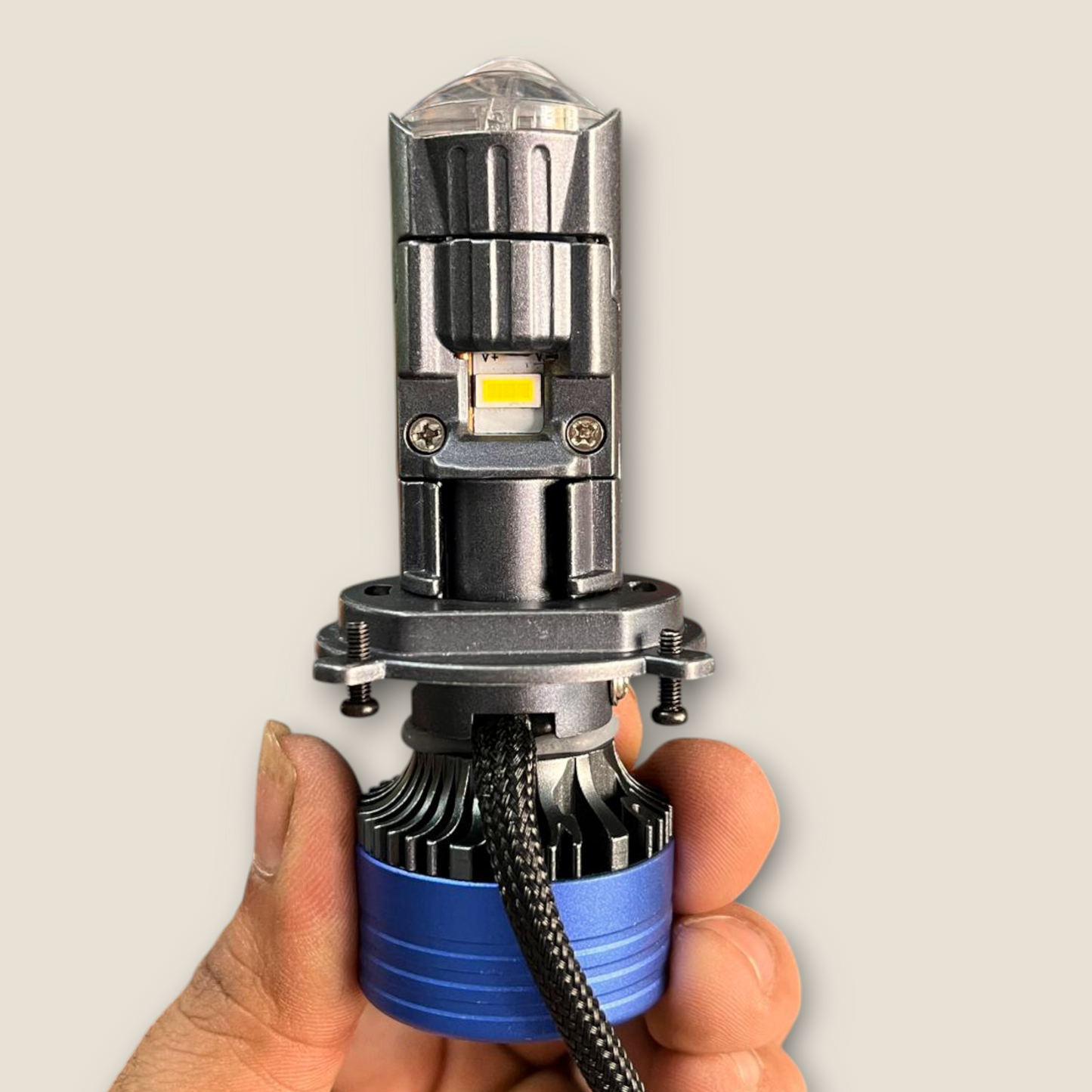Original HJG 90W Projector Lens Headlight H4 with Fan Hi/Lo Beam Headlight (Pack of 2)