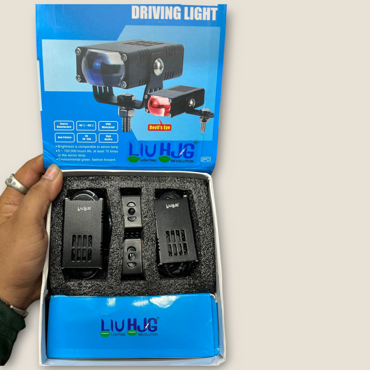 LIU HJG 90W Original Semi Lens Dual Colour Fog Light With Red Devil Eye And Wiring With Canbus ( Pack of 2 )