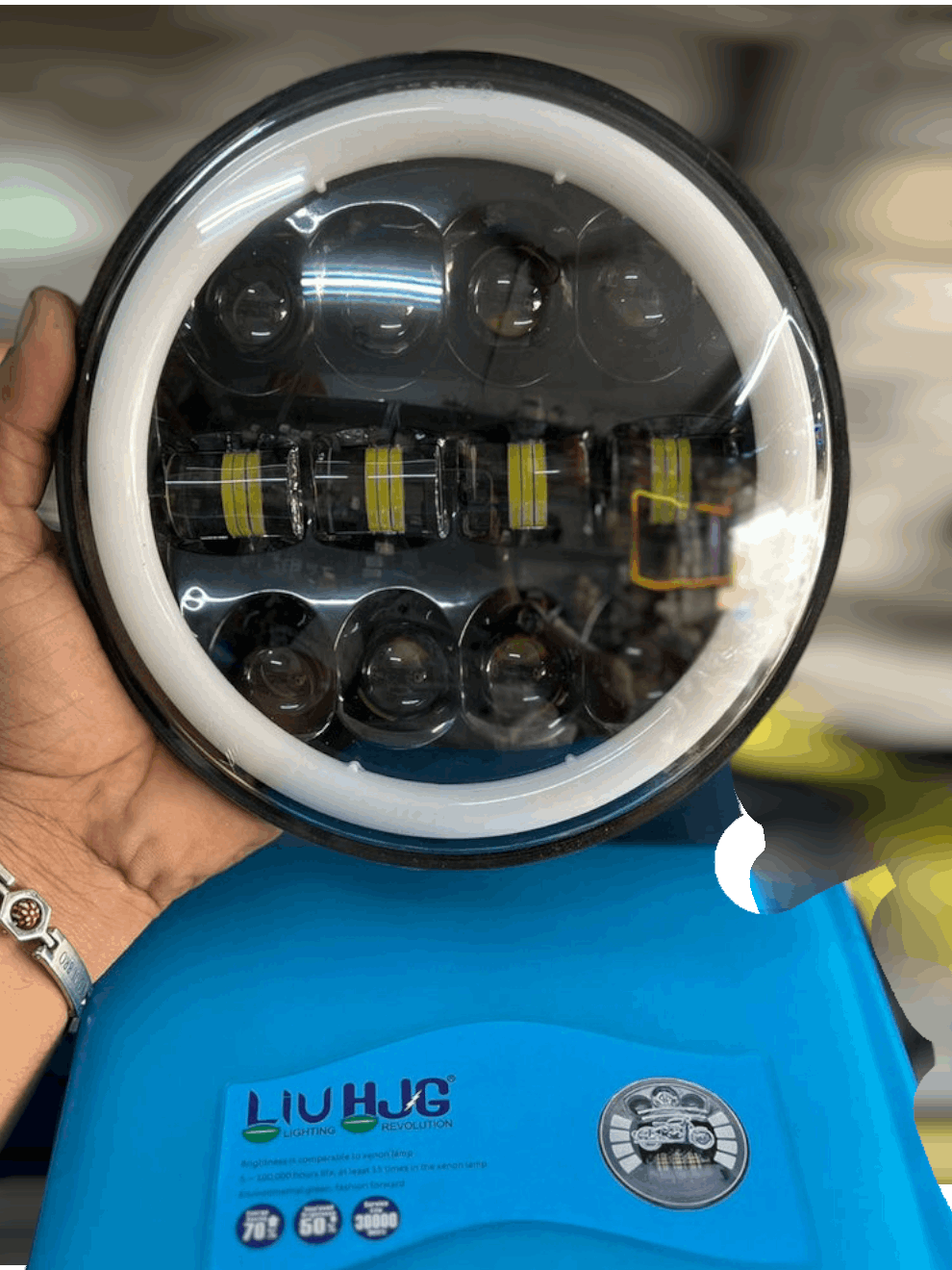 Original 135W HJG 7 Inch 12 LED with Hi/lo Beam DRL Led Headligt for all Bullet Models