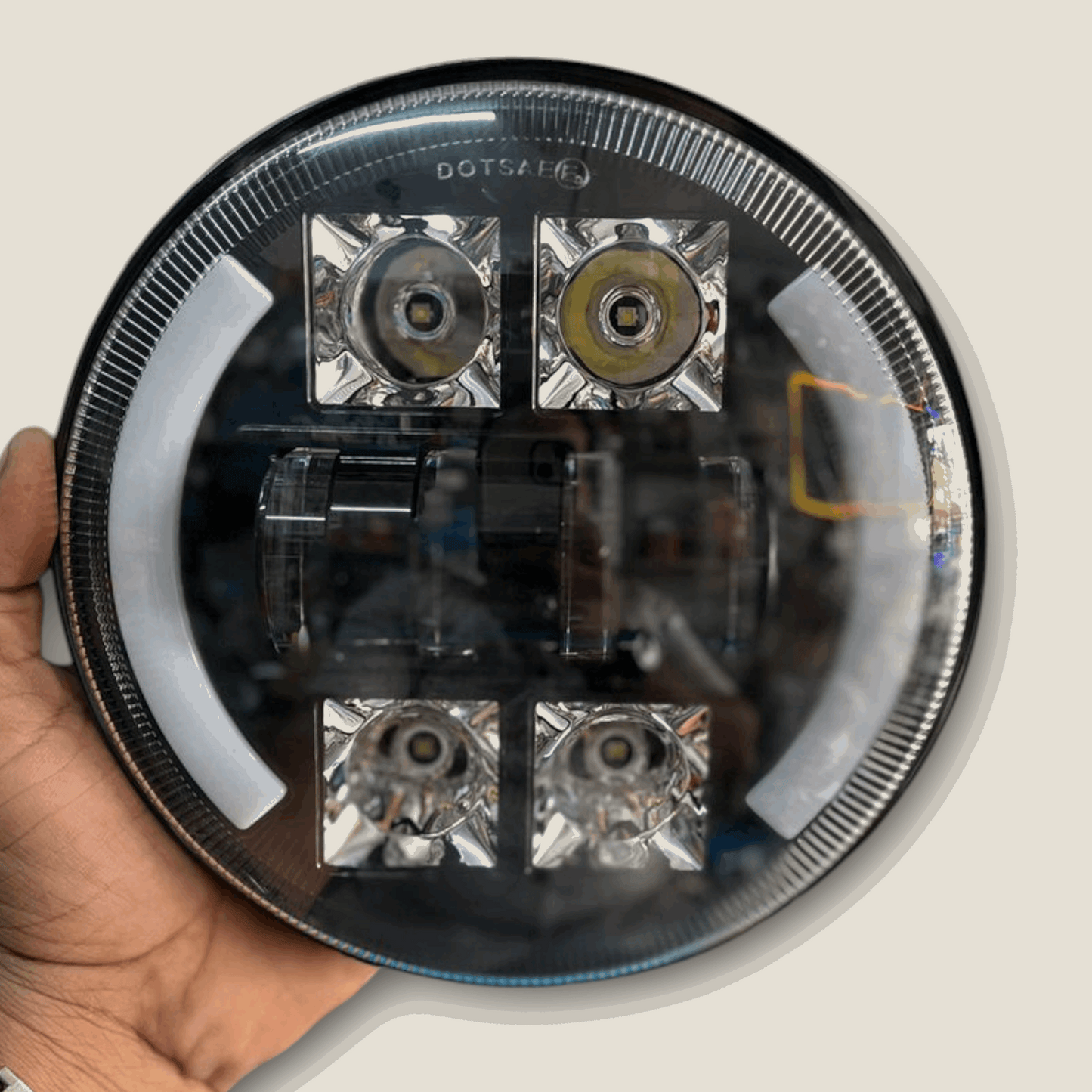 Original HGJ 155W 8 Lens Cut Ring Headlight (Amber & White Ring) for all Bullet Models