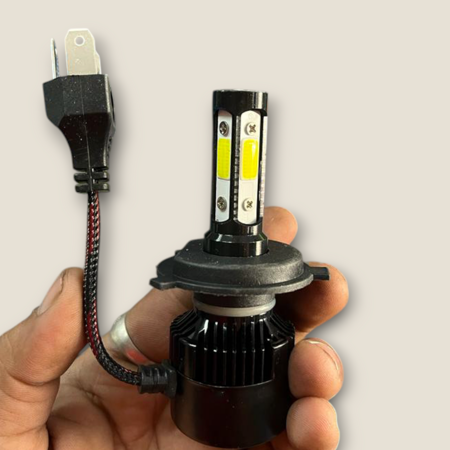 BAOBAO 40W DC Power 3D Headlight Bulb Universal for all Bikes, Motorcycle, Scooty H4 White LED Headlight