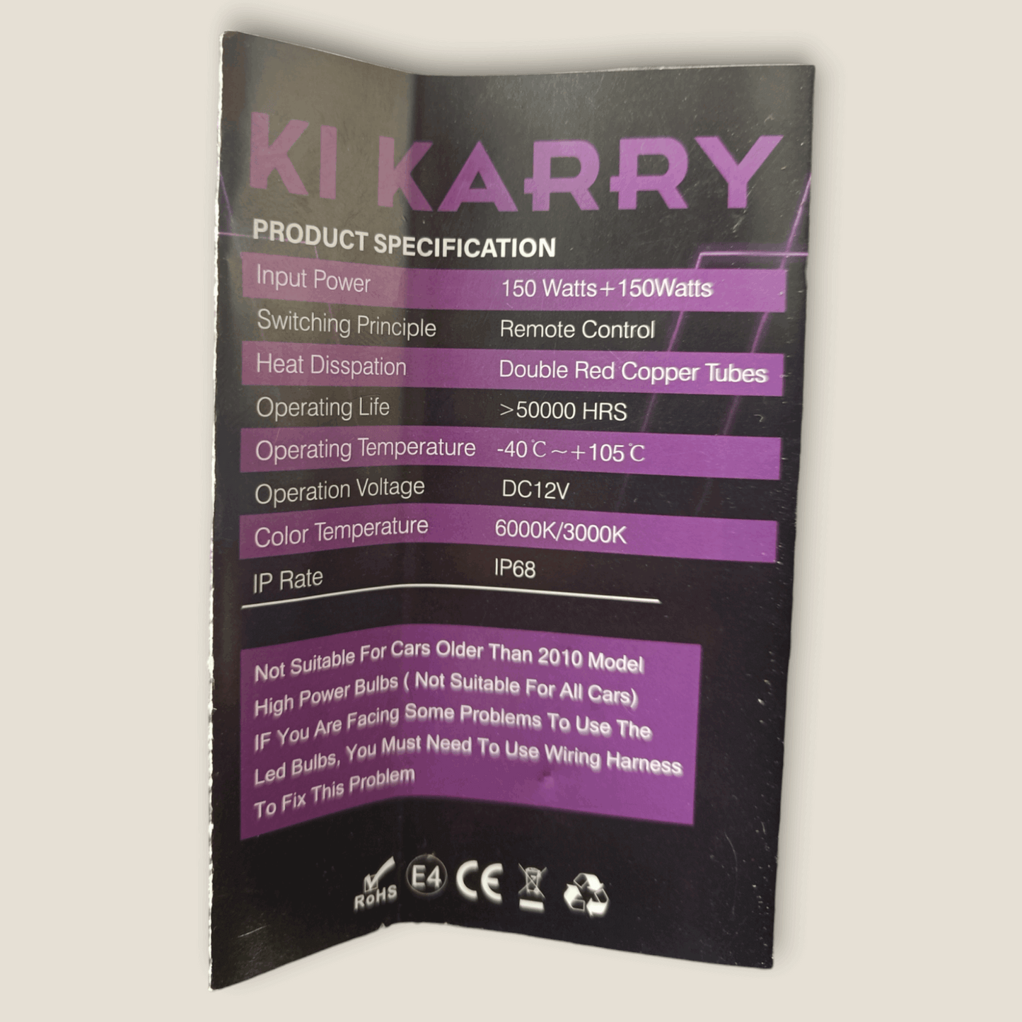 KiKarry High Power 300W/Pair Double Color LED Headlight with remote control and 1 Year Fully Replacement Warranty