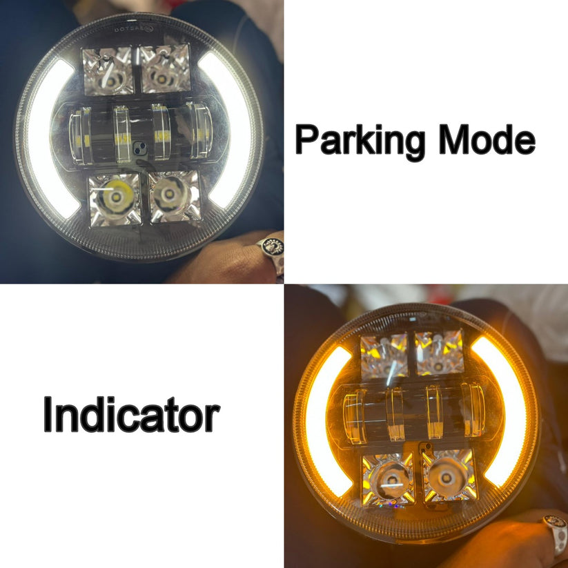 Original HGJ 155W 8 Lens Cut Ring Headlight (Amber & White Ring) for all Bullet Models
