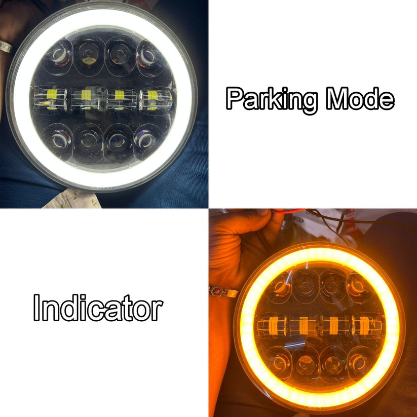 Original 135W HJG 7 Inch 12 LED with Hi/lo Beam DRL Led Headligt ( Pack of 1 )