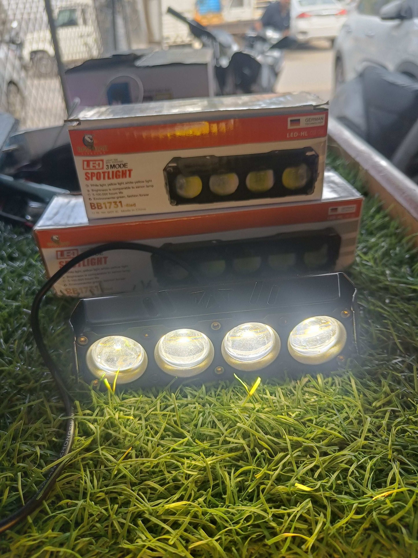 BAOBAO 25W 4 LED 4 in 1 Mode Powerful Focus LED Fog Light, Reflecting 4 Modes White, Yellow, Yellow&White, Y&W Flashing