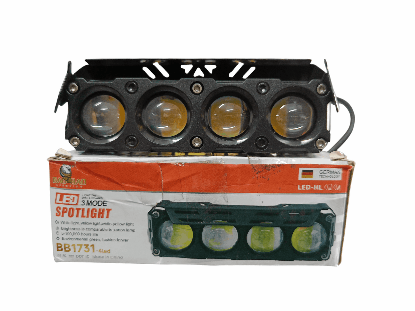 BAOBAO 25W 4 LED 4 in 1 Mode Powerful Focus LED Fog Light, Reflecting 4 Modes White, Yellow, Yellow&White, Y&W Flashing