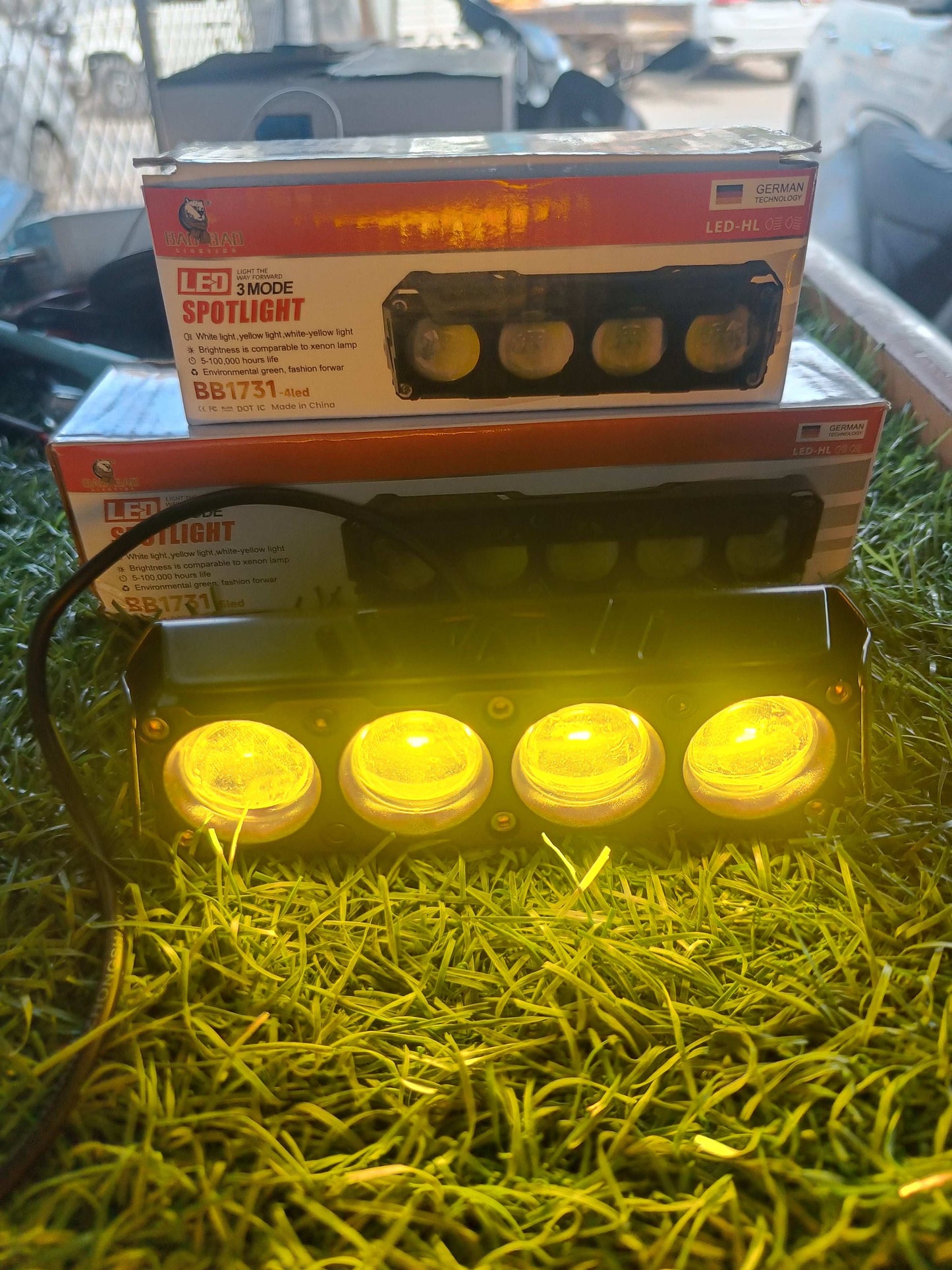 BAOBAO 25W 4 LED 4 in 1 Mode Powerful Focus LED Fog Light, Reflecting 4 Modes White, Yellow, Yellow&White, Y&W Flashing