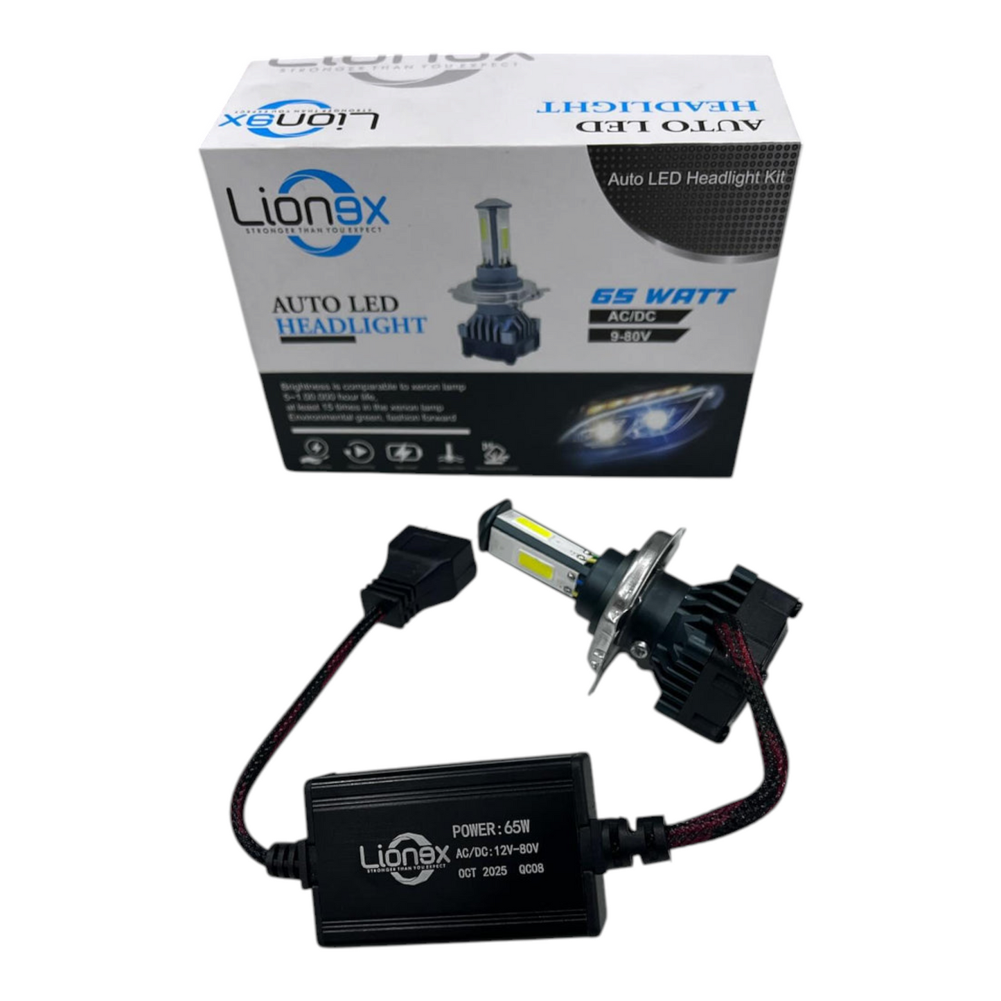 Lionex 65W AC-DC LED Headlight (1 Pc) – Dual Power Compatible with 2 Year Guarantee