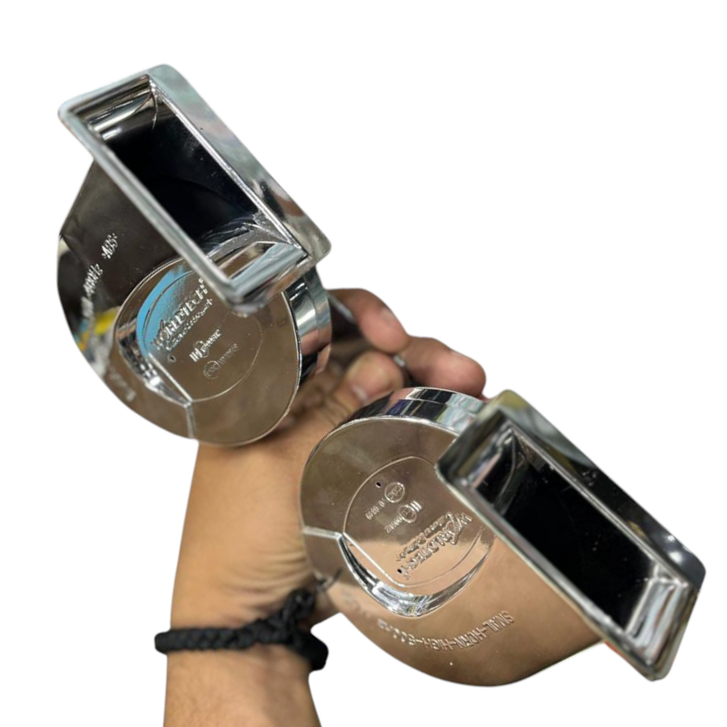 WorldTech Metal Silver Horn with Free Wire (2 Pcs)