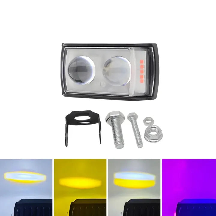 BAOBAO 45W Original Ultra Mini Dual Lens Fog Light with yellow & White and Red/Blue Flashing Light( Pack of 2)