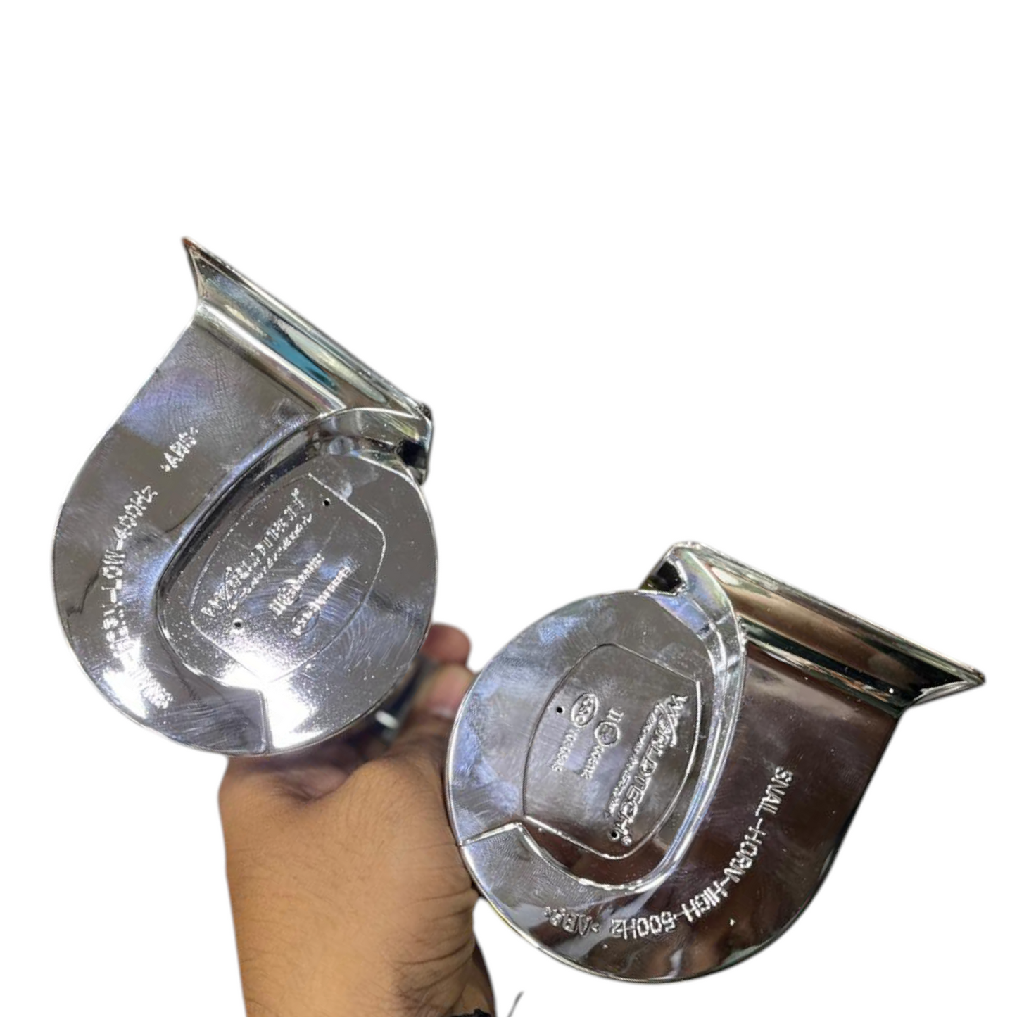 WorldTech Metal Silver Horn with Free Wire (2 Pcs)