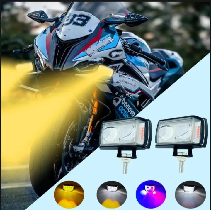 BAOBAO 45W Original Ultra Mini Dual Lens Fog Light with yellow & White and Red/Blue Flashing Light( Pack of 2)