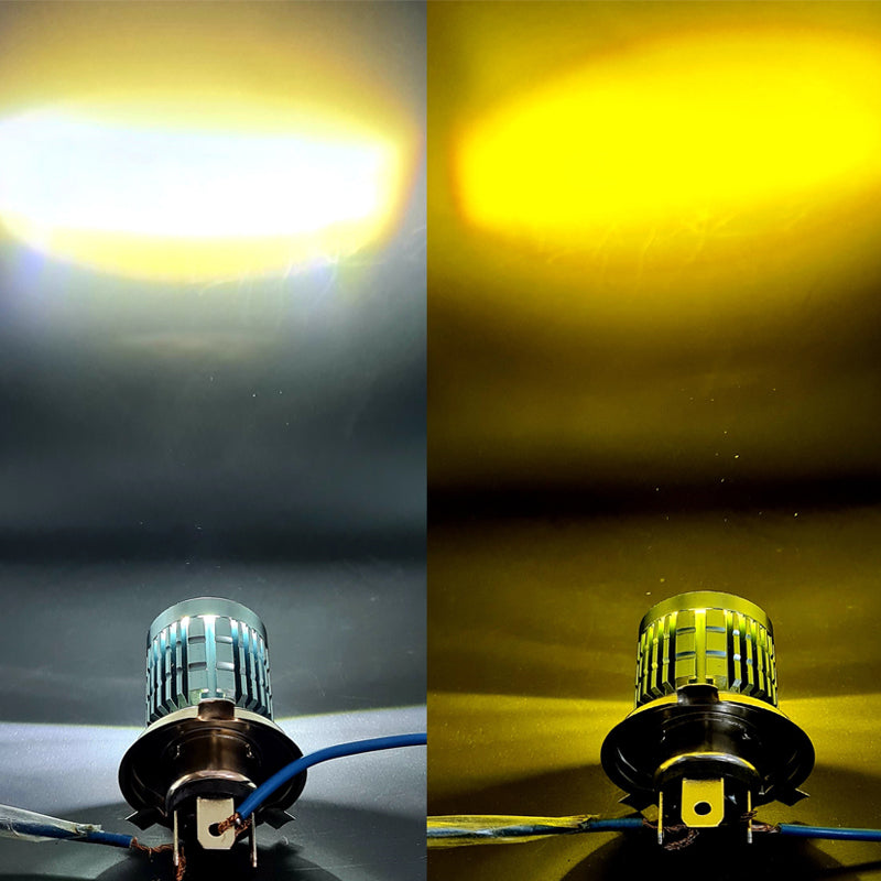 Universal 40W H4 Double Colour Lens LED Headlight With High & Low Beam ( Yellow & White)