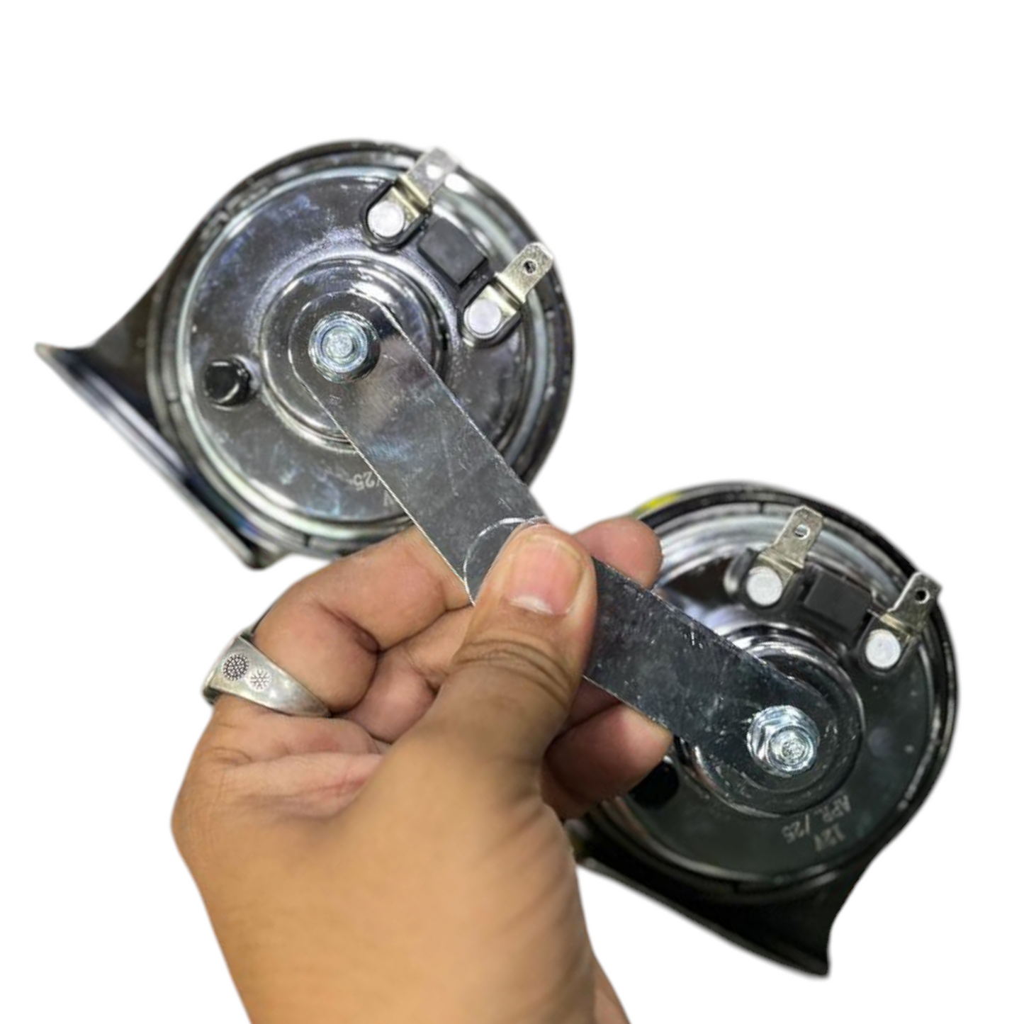 WorldTech Metal Silver Horn with Free Wire (2 Pcs)