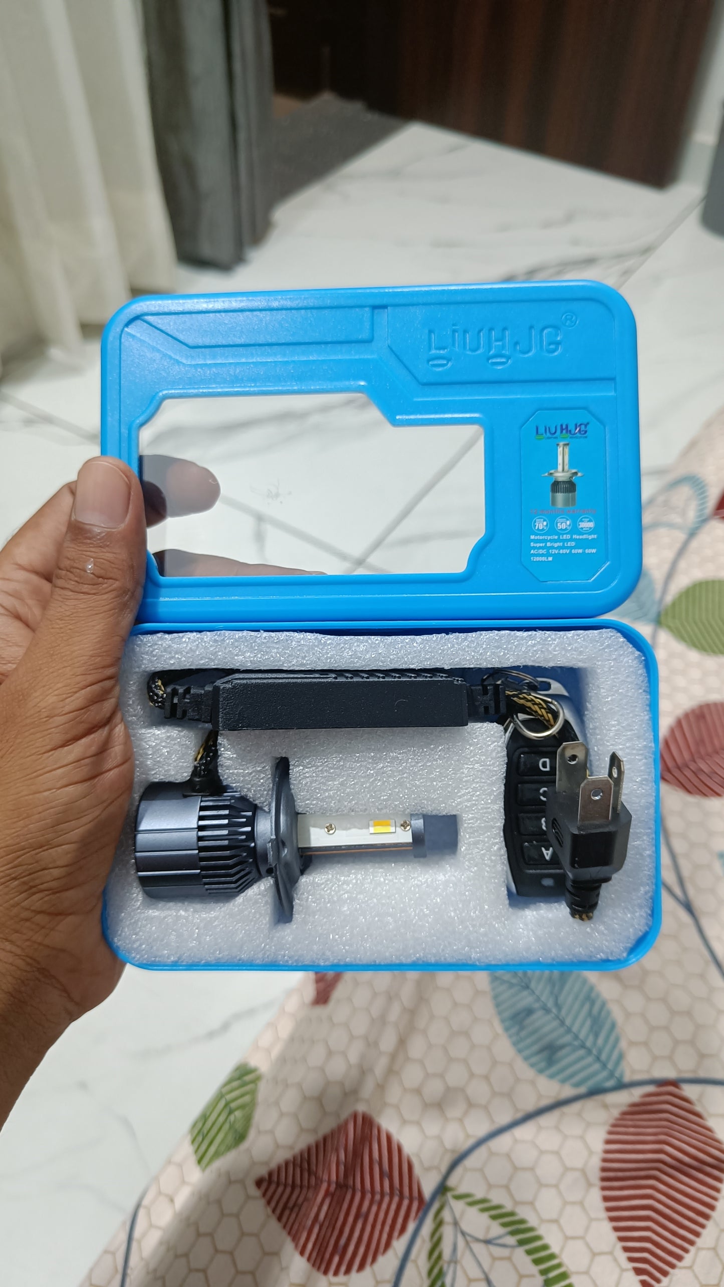 HJG 120W Remote Control Headlight in Dual Colour & Flashing Mode