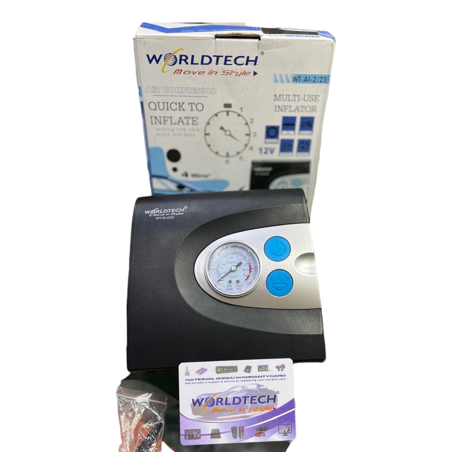 Worldtech 150 PSI Car Tyre Inflator 1 Year Guaranty