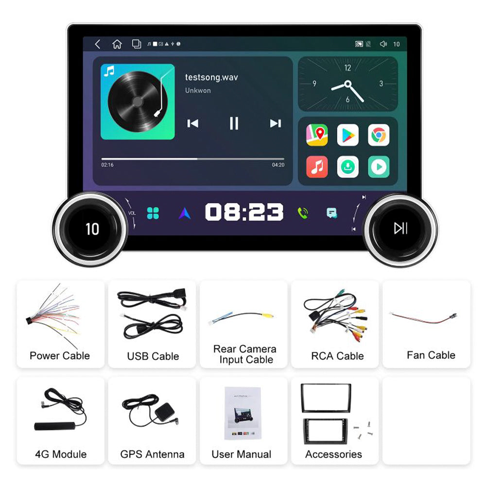 Diamond 2K 11.8 Inches Car Android Stereo Music System without 360° Support (4 GB + 64GB)