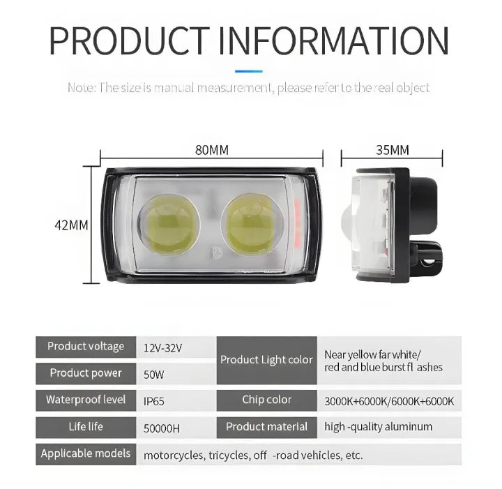 BAOBAO 45W Original Ultra Mini Dual Lens Fog Light with yellow & White and Red/Blue Flashing Light( Pack of 2)