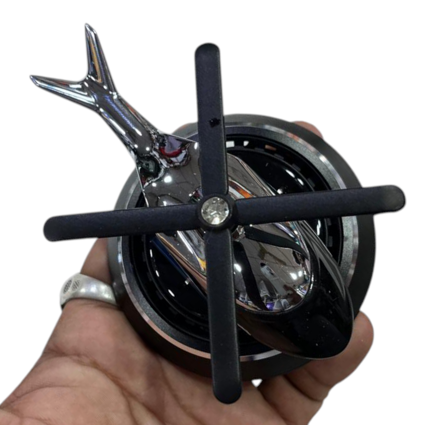 Silver Grey Color Air Freshener Perfume Solar Powered Car Dashboard Helicopter With Refill