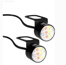 9 LED Super Bright Round Multicolor parking Bulb for Car Bike Motorcycle (18 W, Set of 2)
