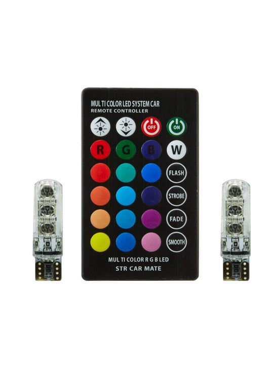 T10 Multicolor LED Parking Bulb with IR Remote Set of 2