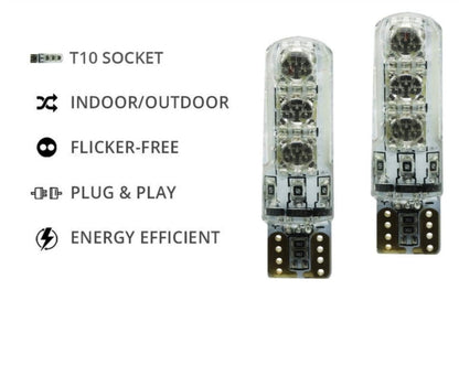 T10 Multicolor LED Parking Bulb with IR Remote Set of 2