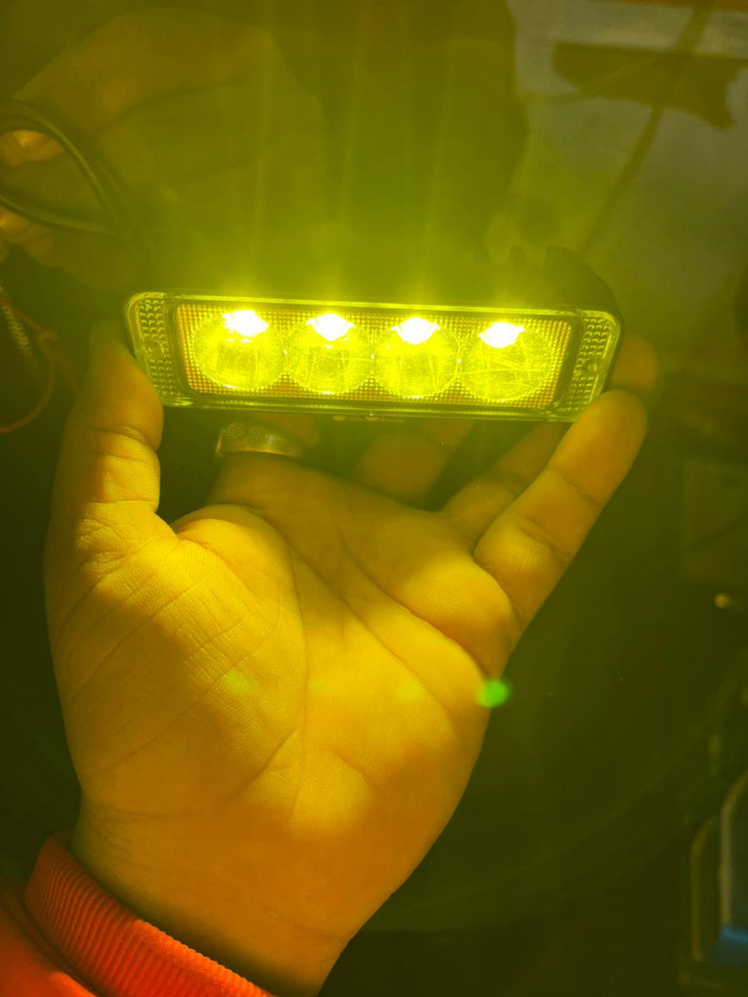LIUHJG 4 LED Bar Flash Fog Lights for Car and Bike, Featuring Yellow and White Light, 30W 80V (Pack of 2)
