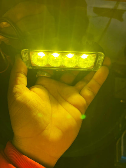 LIUHJG 4 LED Bar Flash Fog Lights for Car and Bike, Featuring Yellow and White Light, 30W 80V (Pack of 2)