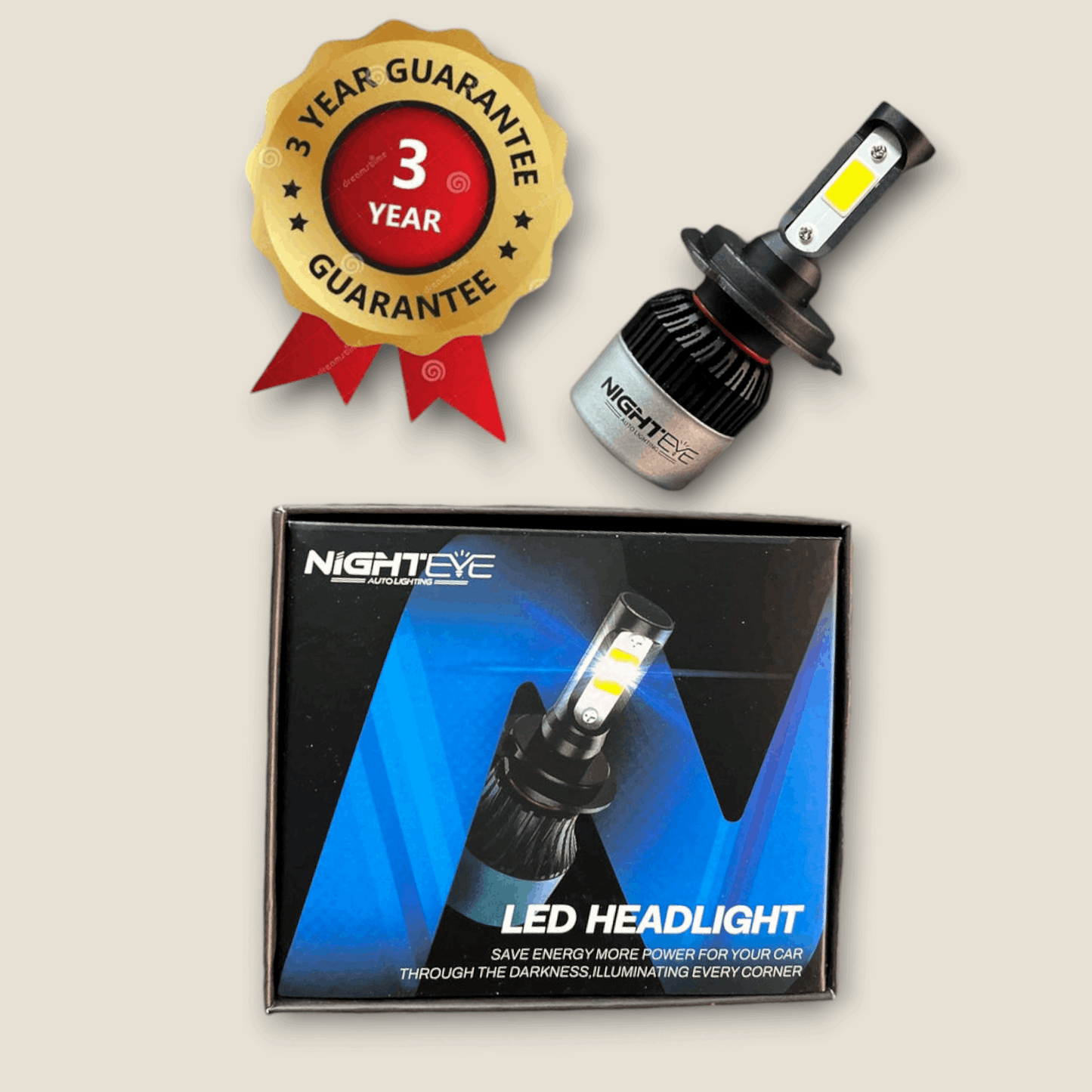 Original NightEye 72W Having 9000LM High Defination 6500k Ultra White Headlight with 3 Year Replacement Warranty (Pack of 2)