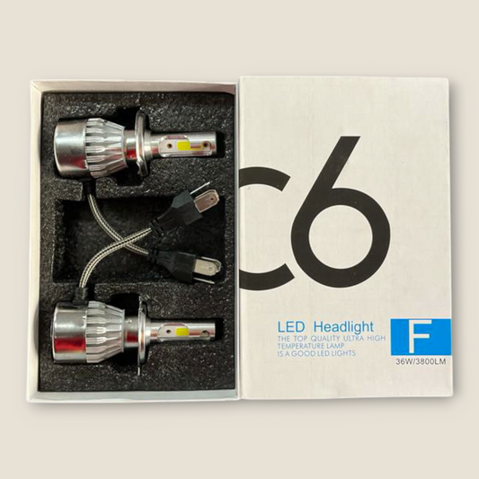 C6 36W - White LED Headlight Light Bulb Super Bright with Hi/Lo Beam for Cars (36W, White, 2 PCS)