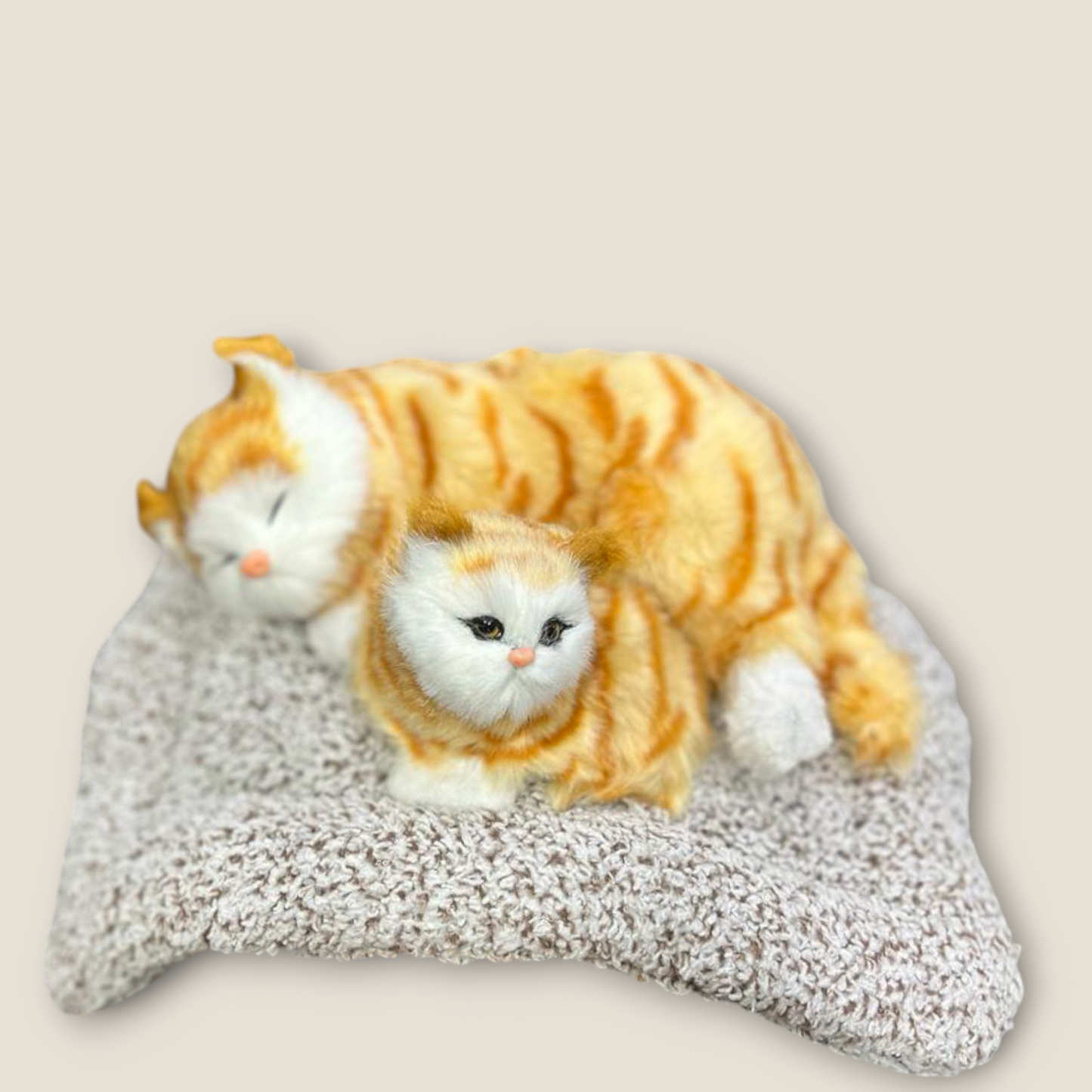 Sleeping Cute Pets for Car Dashboard with Activated Carbon Decorative Showpiece - 17 cm  (Fabric, Feather, Beige)