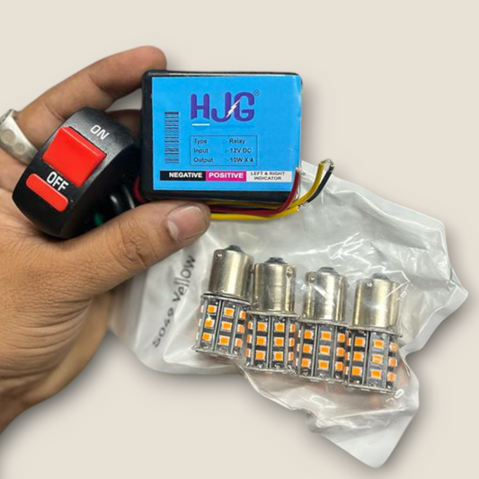 Combo Offer Deal ( 40 Mode HJG Hazard Flasher + ON/OFF Switch + 360° indicator Bulb 4 Piece)