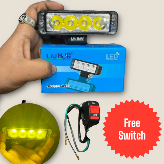 LIUHJG 4 LED Bar Flash Fog Lights for Car and Bike, Featuring Yellow and White Light, 30W 80V (Pack of 2)