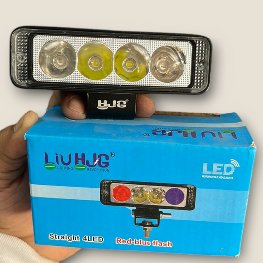 LIU HJG 8 Modes RED and BLUE 4 LED Bar Flash Fog Lights