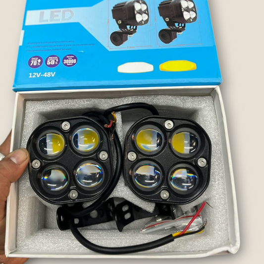 LIU HJG 4×4 Lens 60W Dual-Color Fog Light – Superior White & Yellow Beam for All Vehicles (pack of 2)