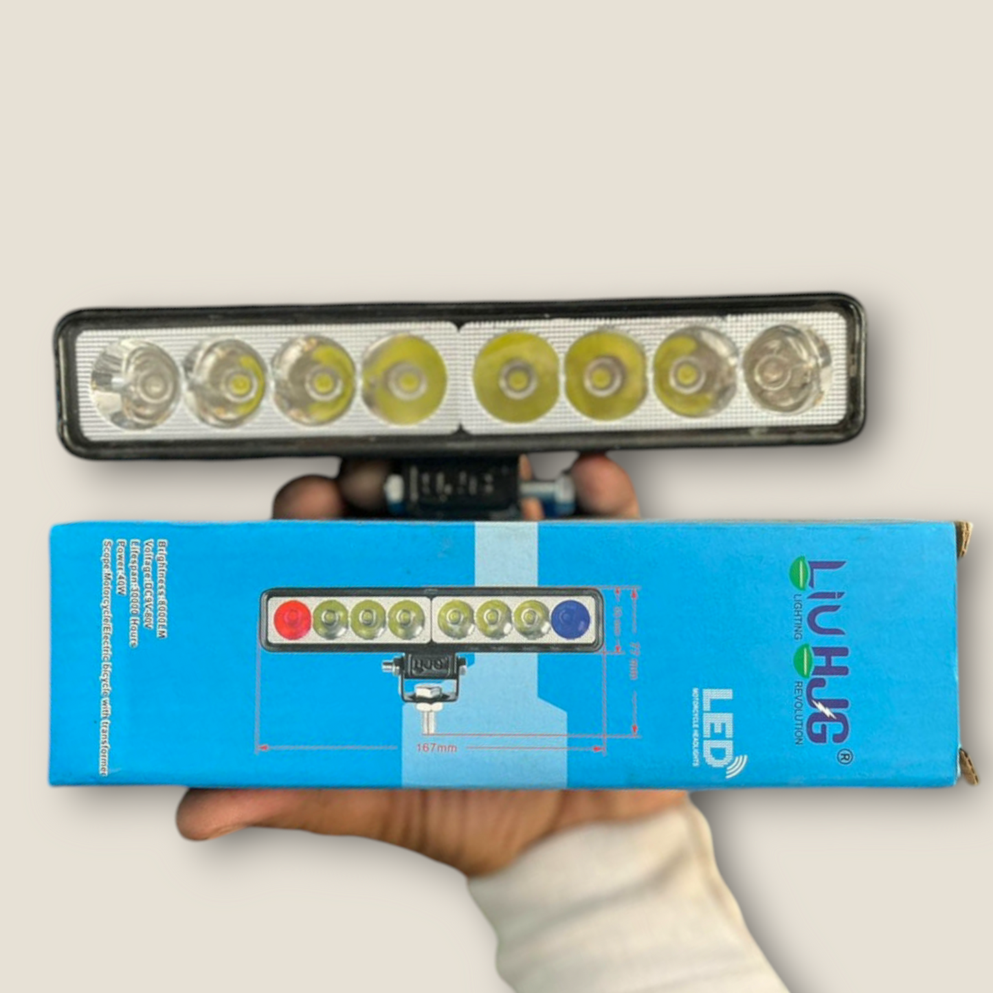 1 PC HJG 40watt  8 Led Sleek Bar Light with Red Blue Flasher
