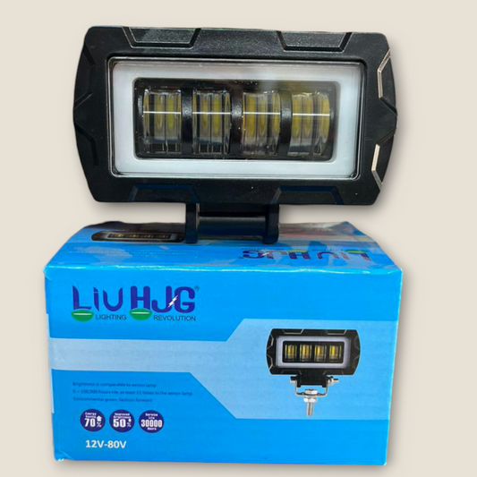 LIU HJG 80W Dual Color Rectangle LED with 4 Semi Projector Lens Fog Light (1 Pcs)