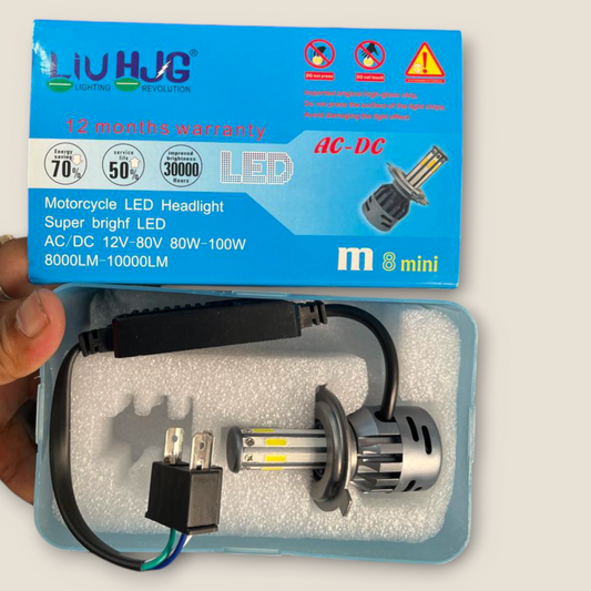 HJG M8 ORIGINAL 100W LED HEADLIGHTH4 FOR ALL MOTORCYCLES (LOW AND HIGH BEAM - WHITE)