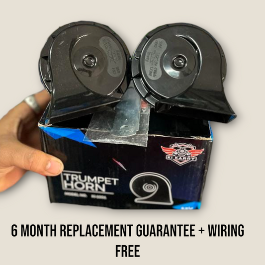 KiKarry Trumpet Horn 12v (Pack of 2) with Free Wiring and 6-month full replacement guarantee