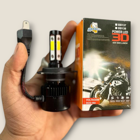 BAOBAO 40W DC Power 3D Headlight Bulb Universal for all Bikes, Motorcycle, Scooty H4 White LED Headlight